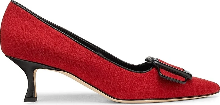 Women's Maysale Buckle-Detailed Wool-Blend Pumps - Black Dark Red - Size 9.5