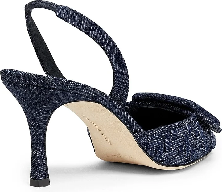 Women's Maysli Basketweave Denim 70MM Slingback Pumps - Grey - Size 6 - Image 3