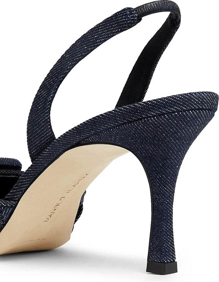 Women's Maysli Basketweave Denim 70MM Slingback Pumps - Grey - Size 6 - Image 5