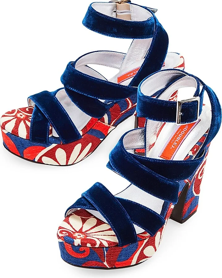Women's Medal Wedges - Moonflower Navy - Size 6 - Image 2