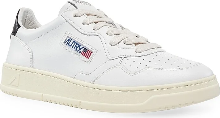 Women's Medalist Bicolor Leather Low-Top Sneakers - White Black - Size 5 - Image 2