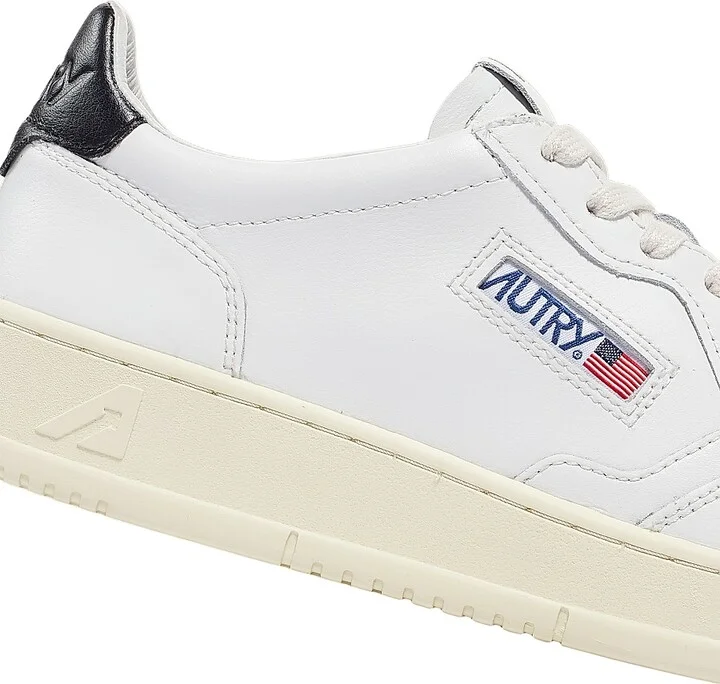 Women's Medalist Bicolor Leather Low-Top Sneakers - White Black - Size 5 - Image 6