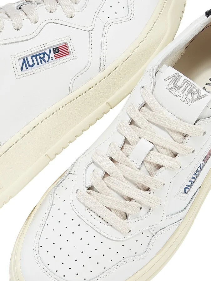 Women's Medalist Bicolor Leather Low-Top Sneakers - White Black - Size 5 - Image 7