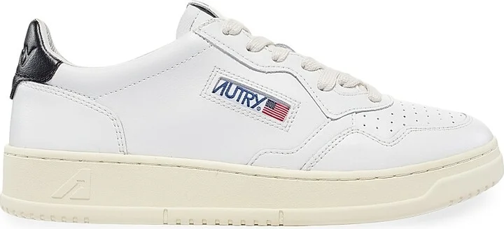 Women's Medalist Bicolor Leather Low-Top Sneakers - White Black - Size 5