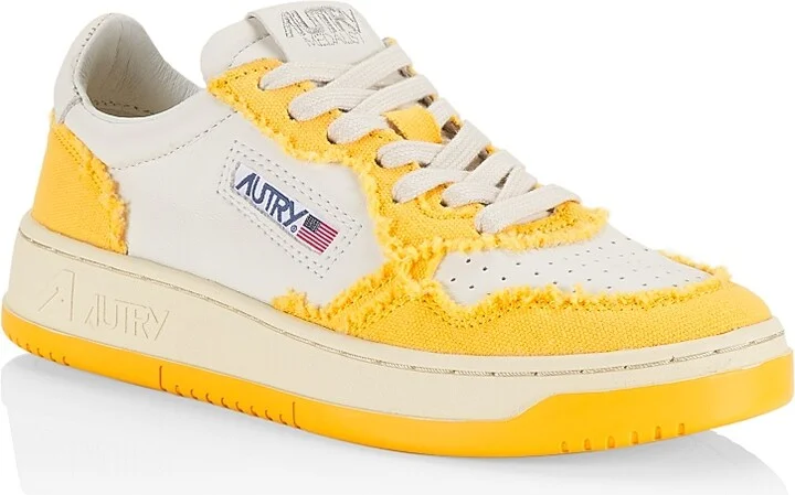 Women's Medalist Canvas Low-Top Sneakers - White Yellow - Size 6 - Image 2