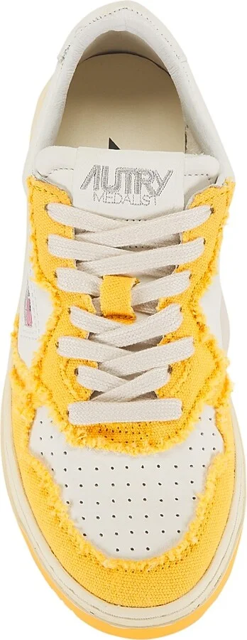 Women's Medalist Canvas Low-Top Sneakers - White Yellow - Size 6 - Image 5