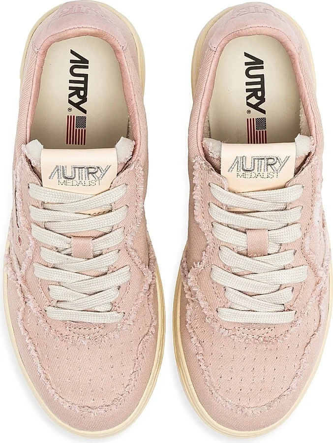 Women's Medalist Denim Low-Top Sneakers - Peach Whip Ivory - Size 6 - Image 4