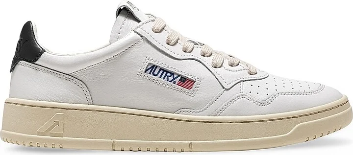 Women's Medalist Leather Low-Top Sneakers - White Black - Size 10