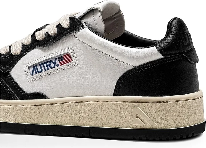 Women's Medalist Leather Low-Top Sneakers - White Black - Size 5 - Image 2