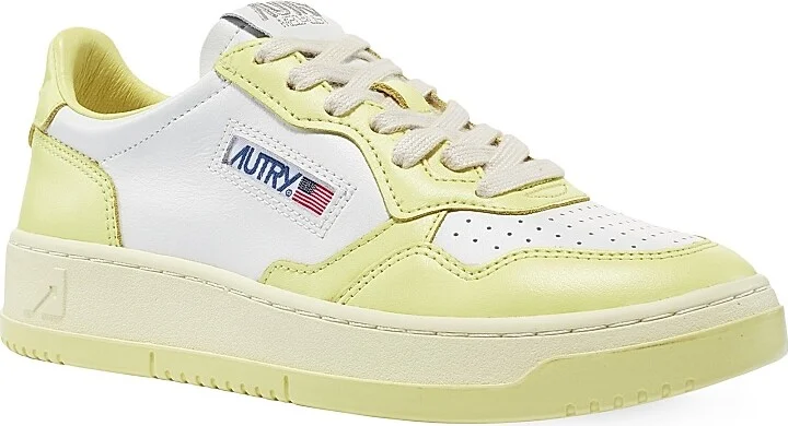 Women's Medalist Leather Low-Top Sneakers - White Green - Size 5 - Image 7
