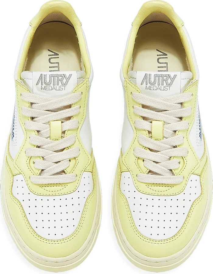 Women's Medalist Leather Low-Top Sneakers - White Green - Size 5 - Image 9