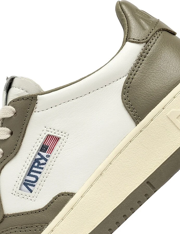 Women's Medalist Leather Low-Top Sneakers - White Grey Ivory - Size 5 - Image 6