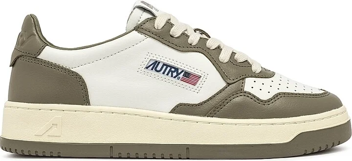 Women's Medalist Leather Low-Top Sneakers - White Grey Ivory - Size 5