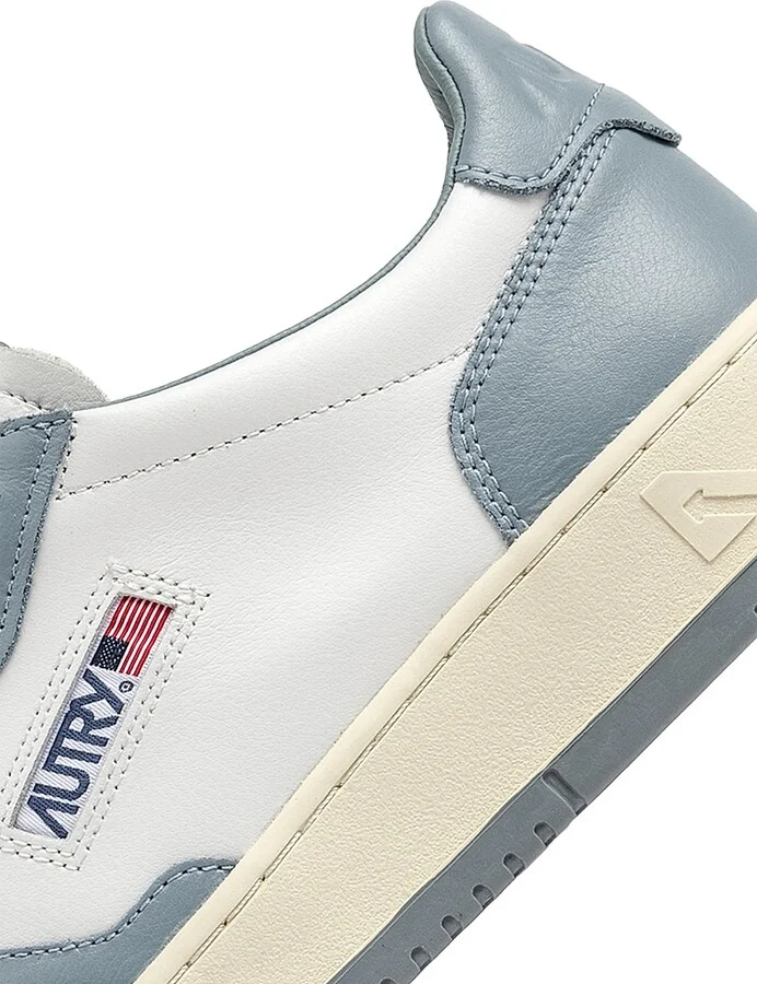 Women's Medalist Leather Low-Top Sneakers - White Silver Blue Ivory - Size 5 - Image 6