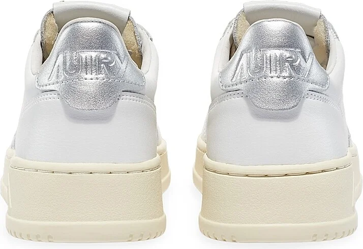 Women's Medalist Leather Low-Top Sneakers - White Silver - Size 11 - Image 3