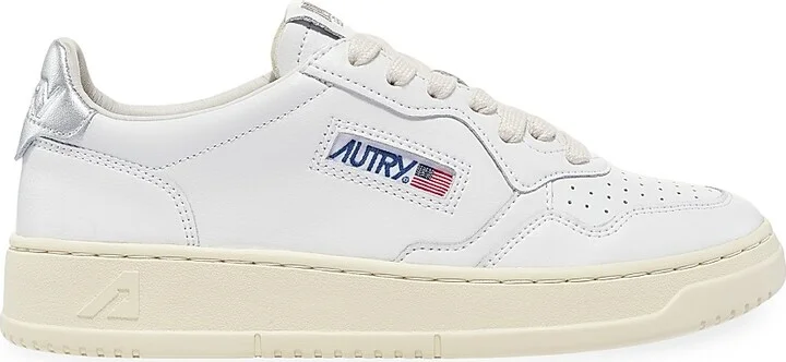 Women's Medalist Leather Low-Top Sneakers - White Silver - Size 11
