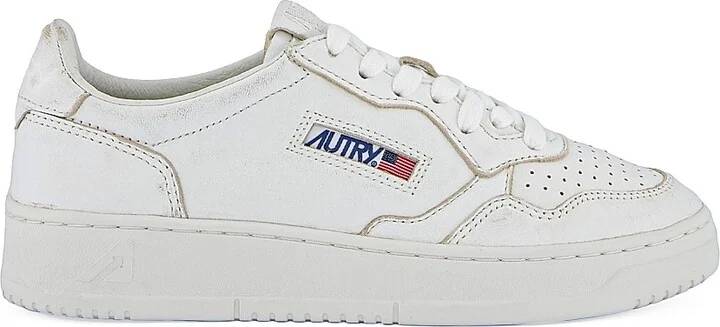 Women's Medalist Leather Low-Top Sneakers - White - Size 5