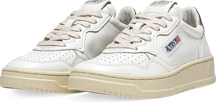 Women's Medalist Low-Top Leather Sneakers - White Gold Ivory - Size 5 - Image 2