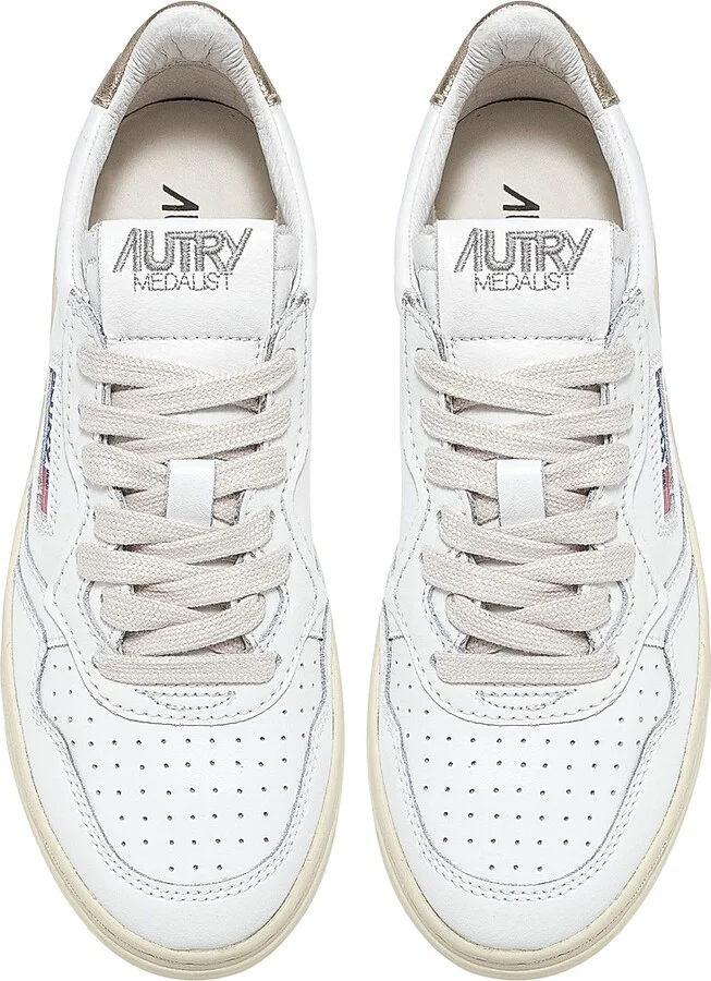Women's Medalist Low-Top Leather Sneakers - White Gold Ivory - Size 5 - Image 4