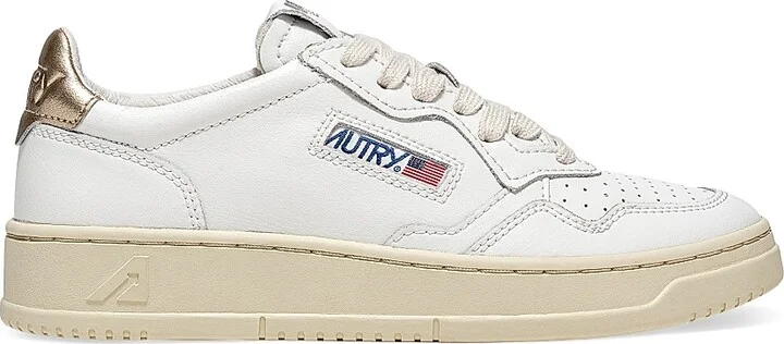 Women's Medalist Low-Top Leather Sneakers - White Gold Ivory - Size 5
