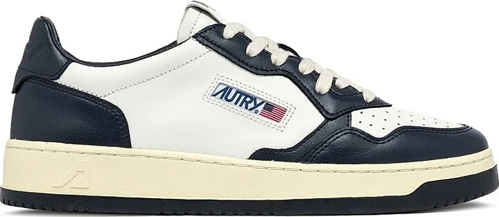 Women's Medalist Low-Top Leather Sneakers - White Navy Ivory - Size 5