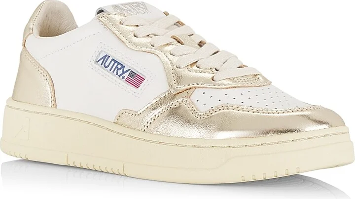 Women's Medalist Metallic Leather Low-Top Sneakers - Platinum - Size 5 - Image 2