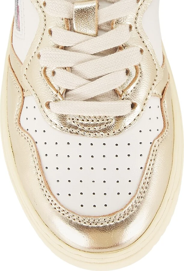 Women's Medalist Metallic Leather Low-Top Sneakers - Platinum - Size 5 - Image 4