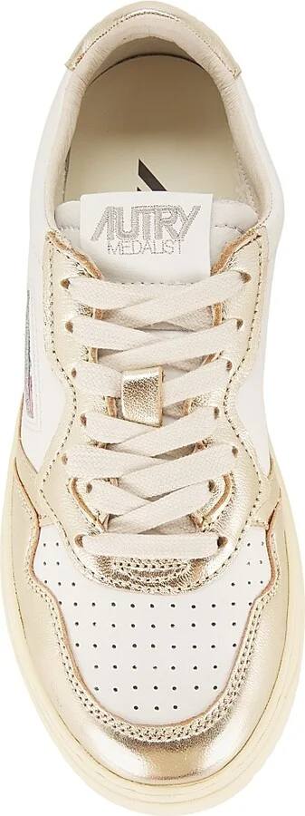 Women's Medalist Metallic Leather Low-Top Sneakers - Platinum - Size 5 - Image 5