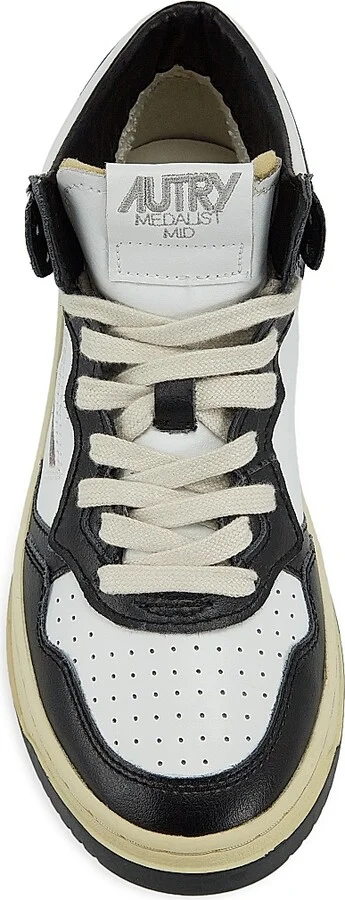 Women's Medalist Mid-Top Leather Sneakers - White Black - Size 5 - Image 5
