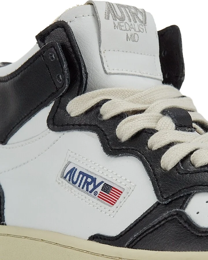 Women's Medalist Mid-Top Leather Sneakers - White Black - Size 5 - Image 6