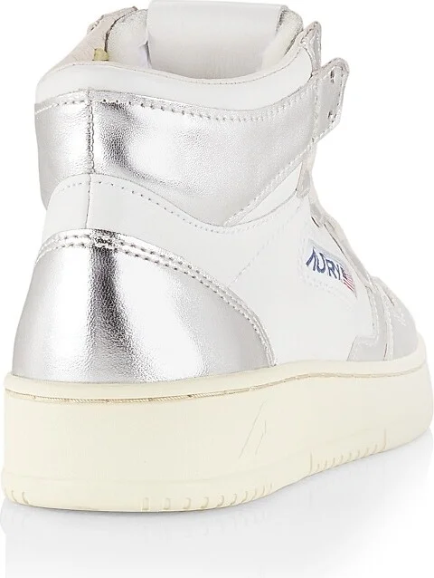Women's Medalist Mid-Top Leather Sneakers - White Silver - Size 5 - Image 3