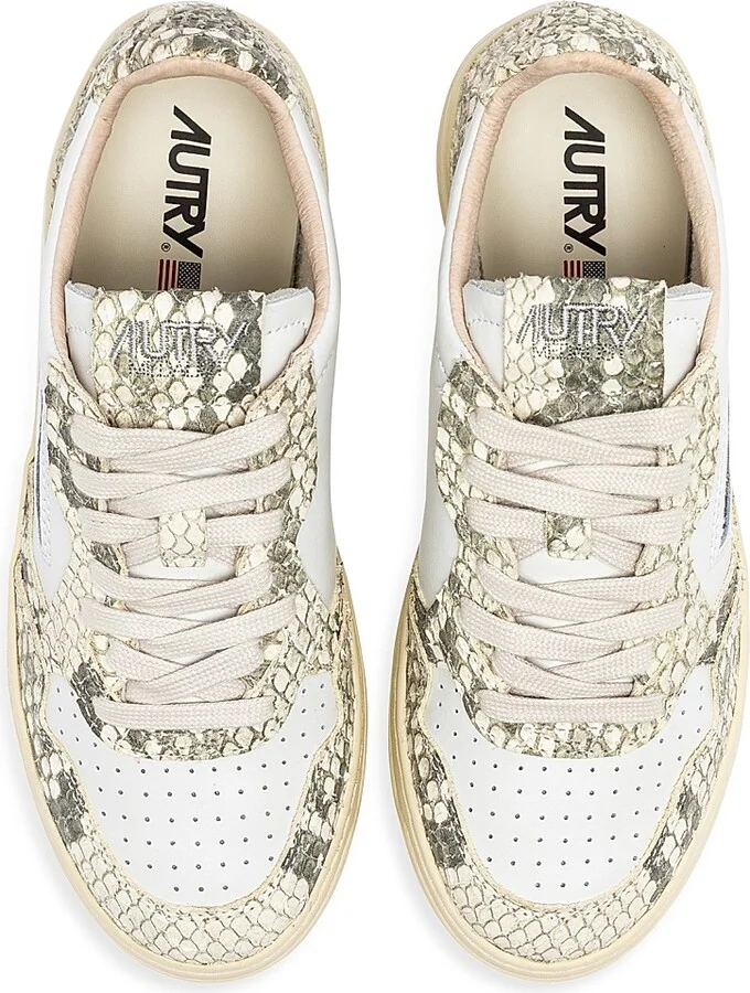 Women's Medalist Snake-Embossed Leather Sneakers - White Snake Ivory - Size 5 - Image 4