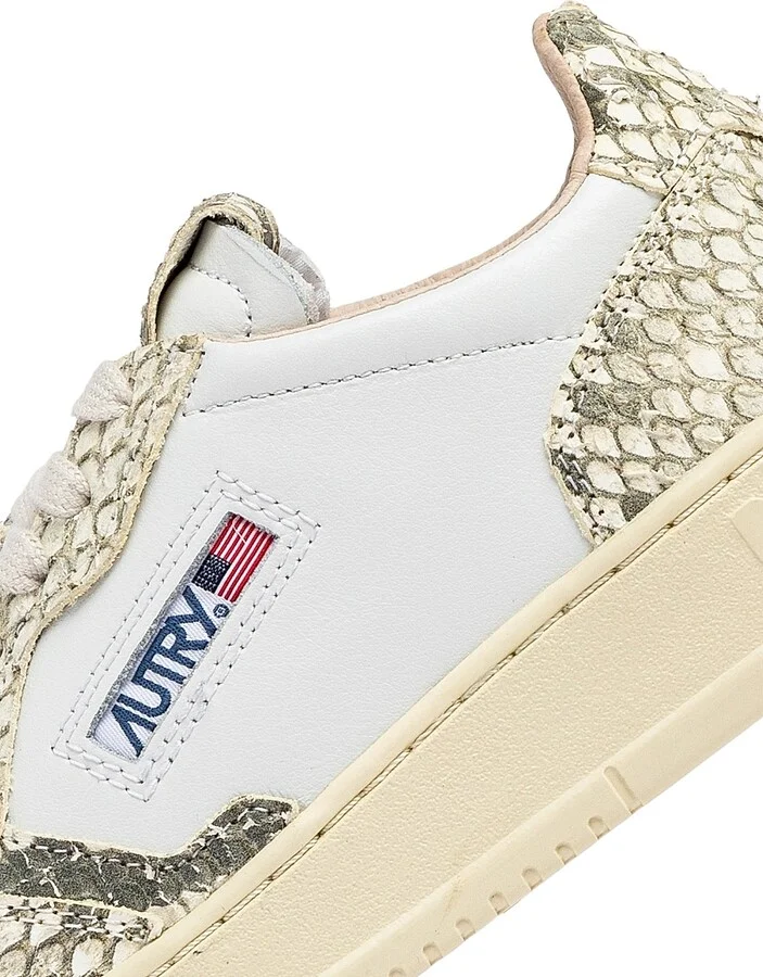 Women's Medalist Snake-Embossed Leather Sneakers - White Snake Ivory - Size 5 - Image 6