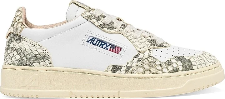 Women's Medalist Snake-Embossed Leather Sneakers - White Snake Ivory - Size 5