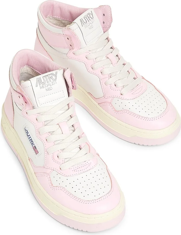 Women's Medalist Two-Tone High-Top Sneakers - White Pink - Size 5 - Image 4