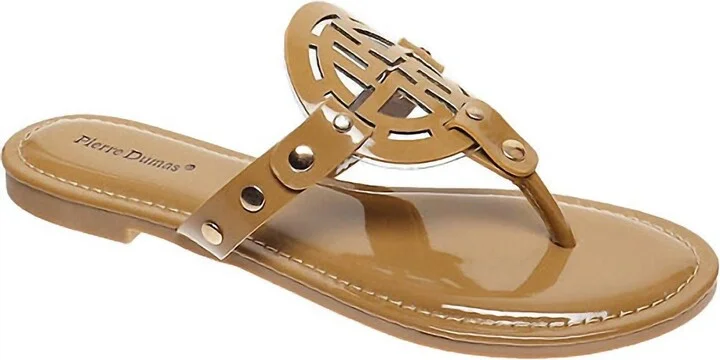 Women's Medallion Sandals In Mocha Patent
