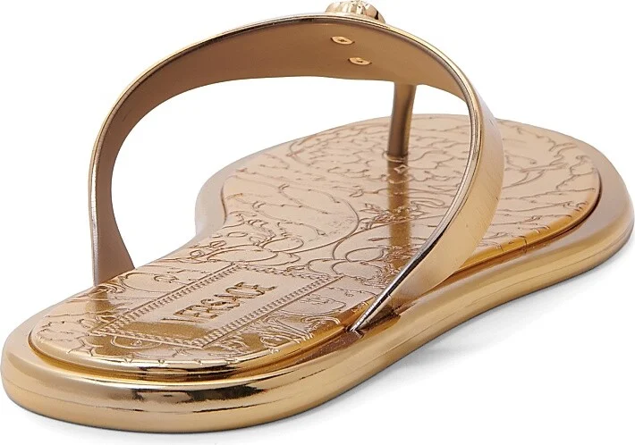 Women's Medusa Metallic Baroque Flip-Flops - Gold Versace Gold - Size 6 - Image 4