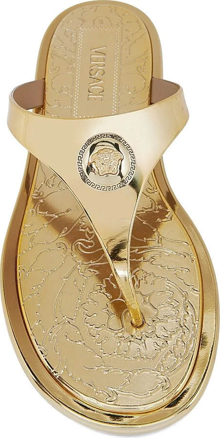 Women's Medusa Metallic Baroque Flip-Flops - Gold Versace Gold - Size 6 - Image 5