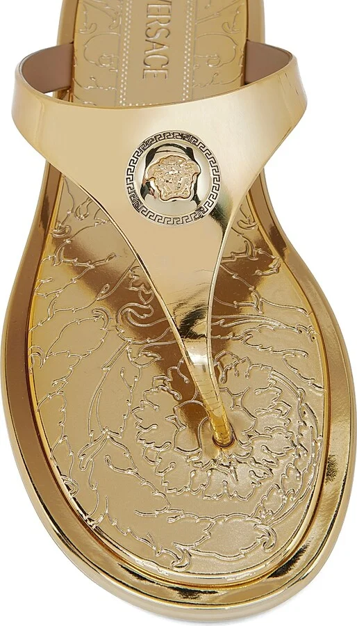 Women's Medusa Metallic Baroque Flip-Flops - Gold Versace Gold - Size 6 - Image 6