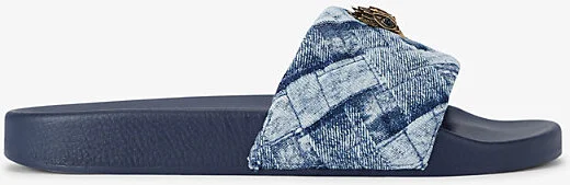Womens Meena Eagle-Embellished Denim Sliders Eur 39 / 6 Uk Women