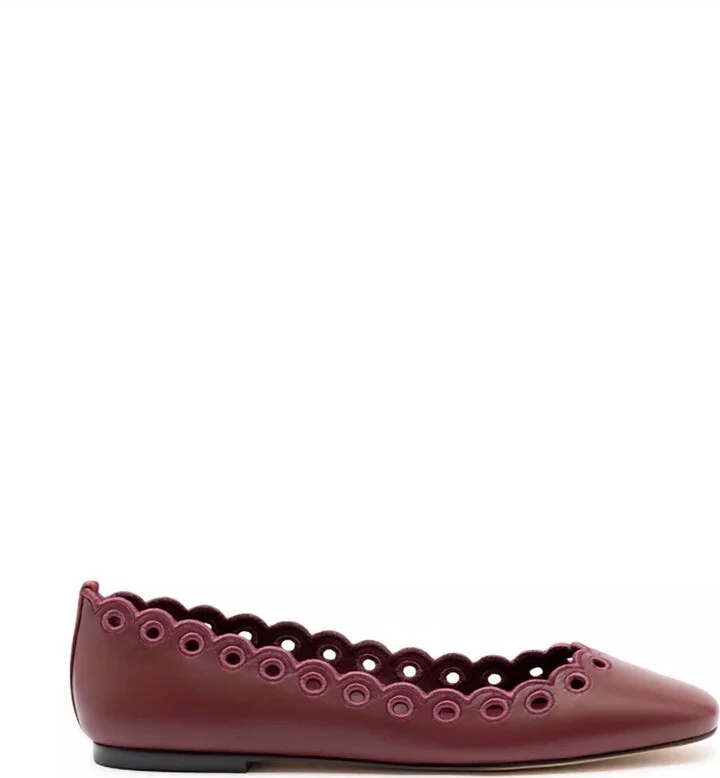 Women's Meghan Broderie Flat Shoes In Burgundy