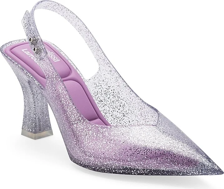 Women's Melissa Cinderella Glitter PVC Slingback Pumps - Clear - Size 5 - Image 2