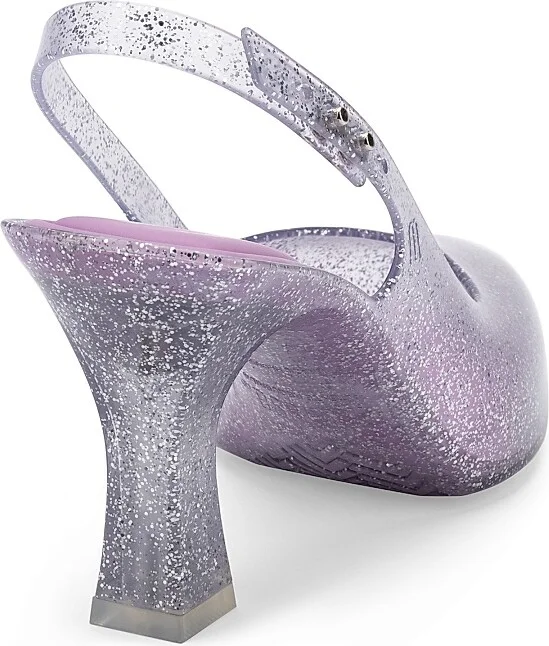 Women's Melissa Cinderella Glitter PVC Slingback Pumps - Clear - Size 5 - Image 3