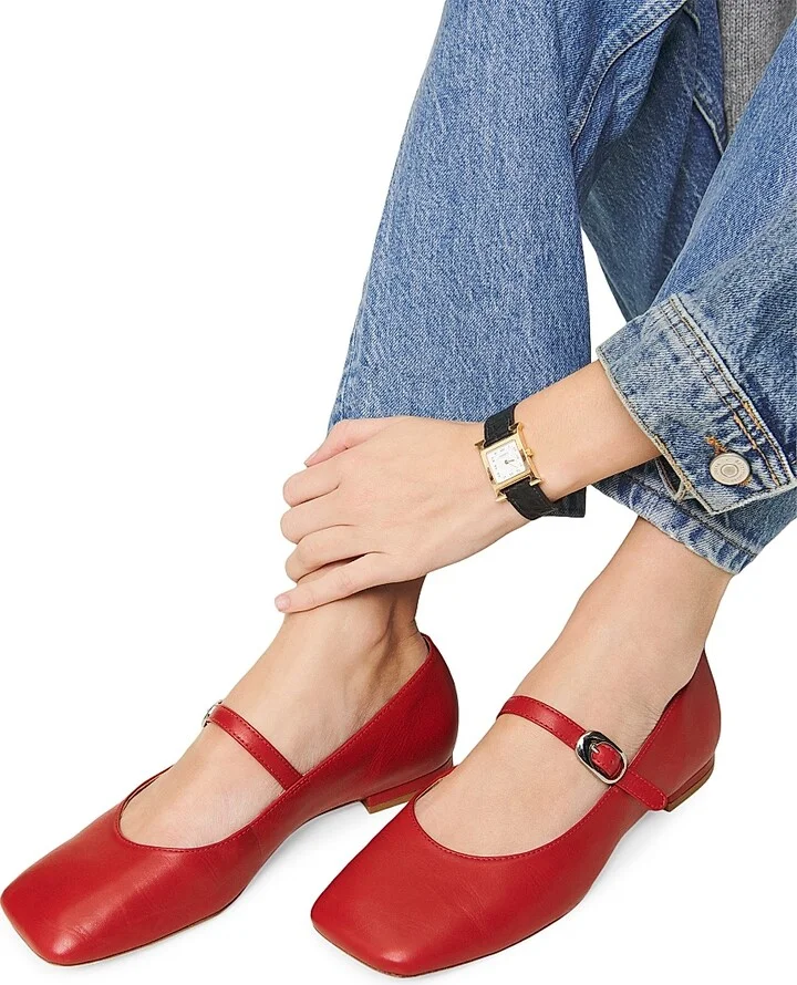 Women's Melissa Leather Mary Jane Flats - Black - Size 5 - Image 9