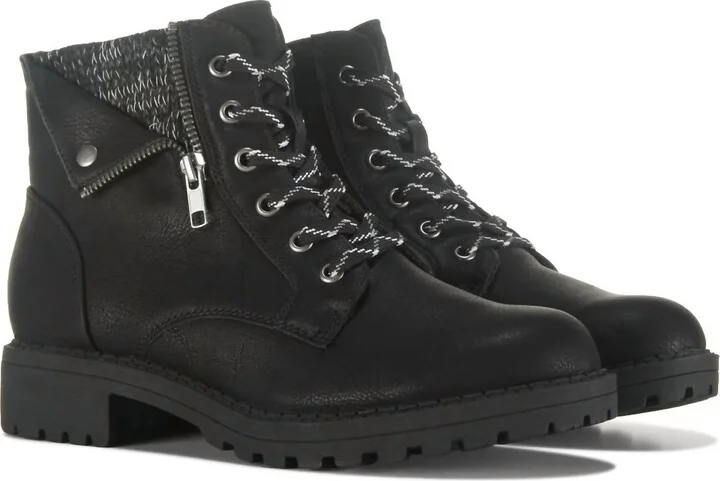 Women's Memories Lace Up Boot - Medium In Black