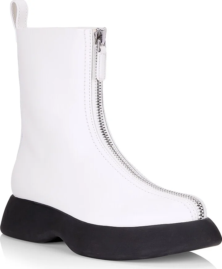 Women's Mercer Leather Combat Boots - Antique White - Size 5 - Image 2