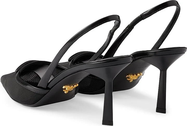Women's Mesh 75MM Fabric Slingback Pumps - Black - Size 6 - Image 2