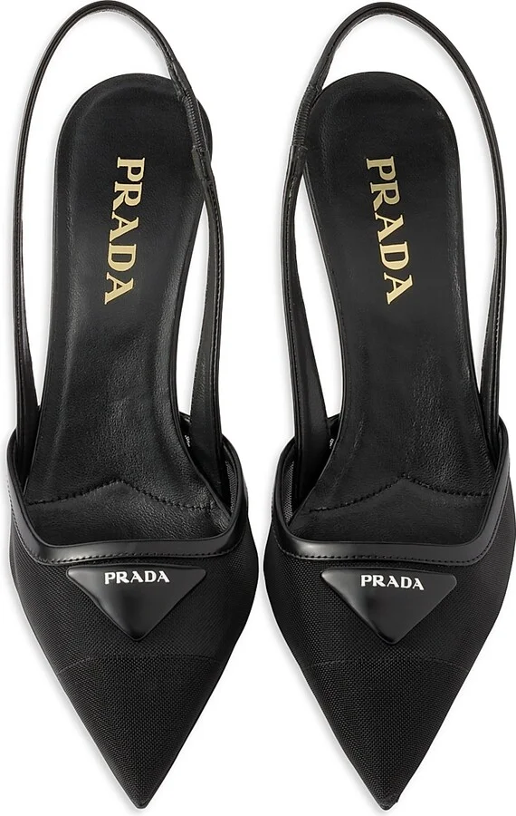 Women's Mesh 75MM Fabric Slingback Pumps - Black - Size 6 - Image 3