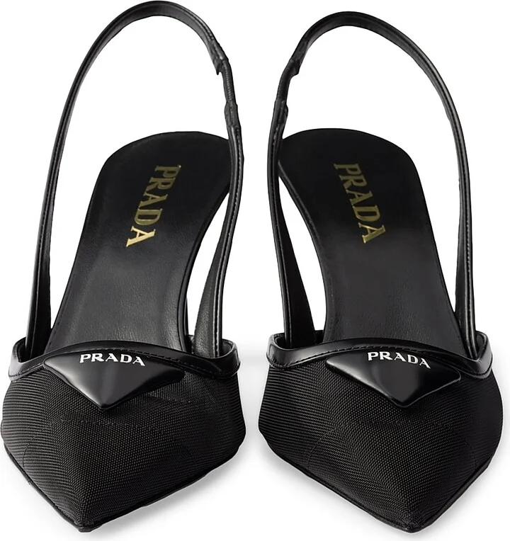 Women's Mesh 75MM Fabric Slingback Pumps - Black - Size 6 - Image 4