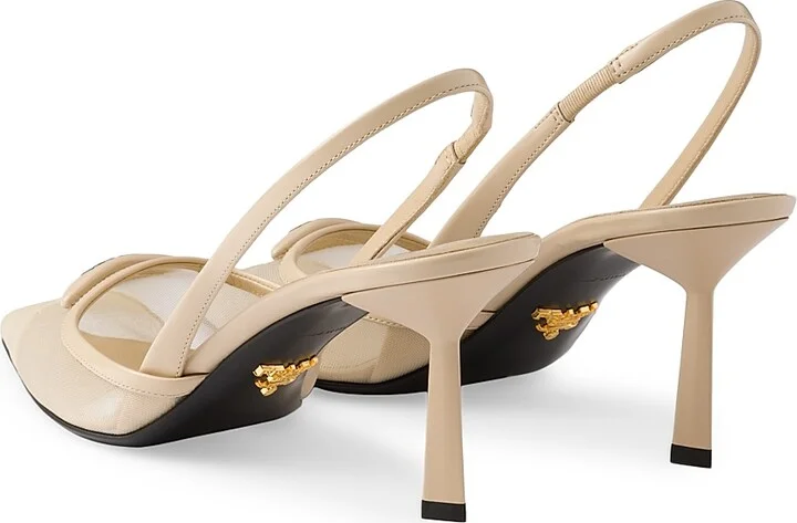 Women's Mesh 75MM Fabric Slingback Pumps - Black - Size 6 - Image 7